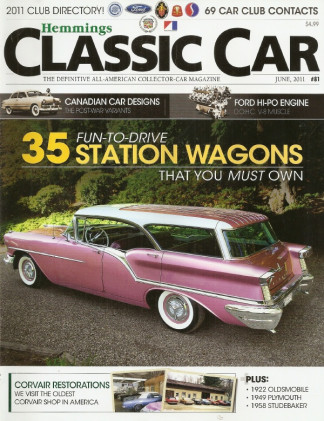 HEMMINGS CLASSIC CAR 2011 JUNE - WAGONS, FIESTA HOLIDAY, OLDS 43A, SCOUT TERRA
